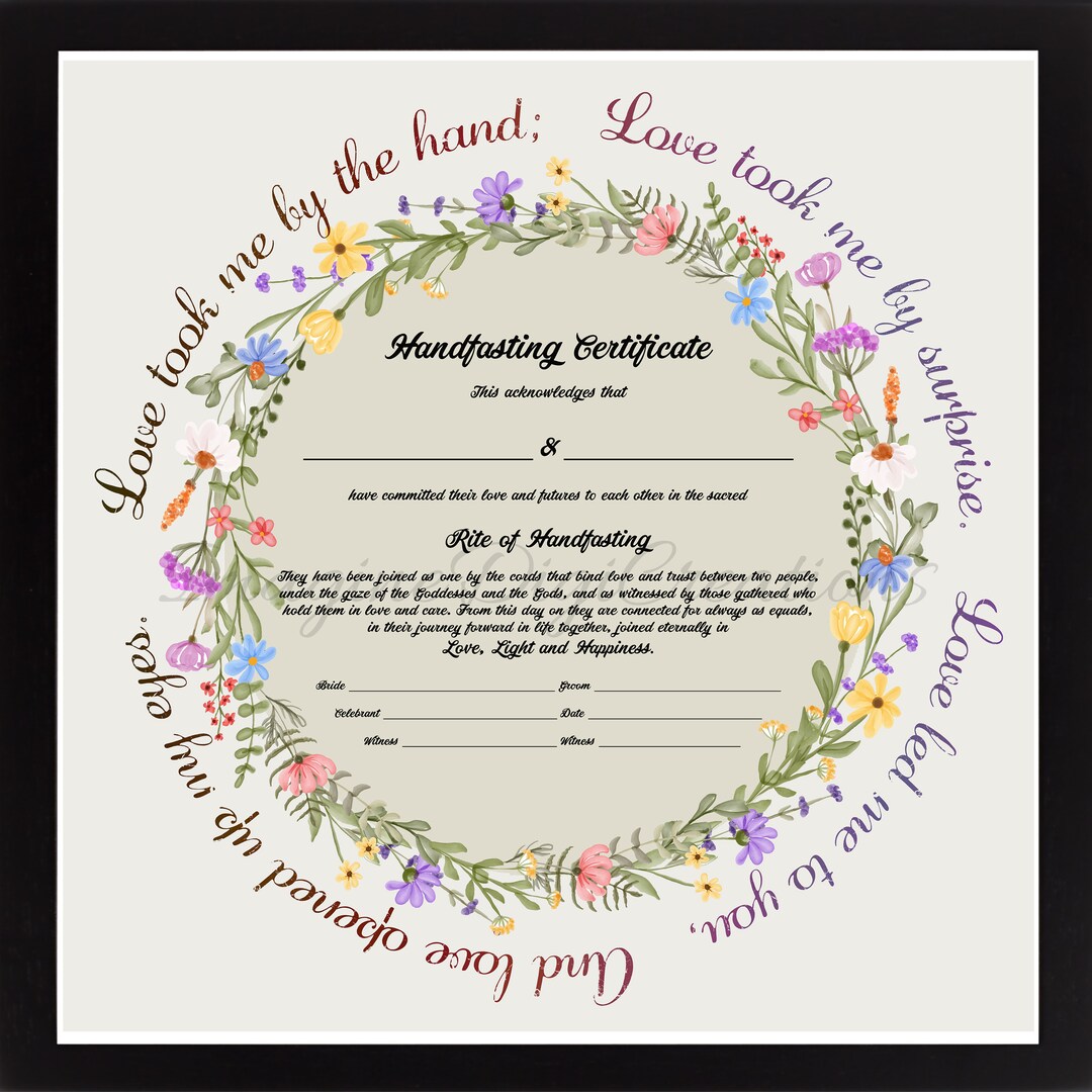 Handfasting Certificate, Handfasting, Old Norse, Wedding Gift ...