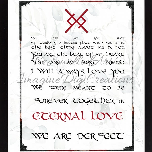 Viking Love, Digital Print, Viking, Celtic, Birthday Gift, Love Digital, Norse, Viking Inspirations, Eternal Love,Bind Rune,Digital File