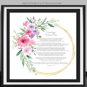 Mother&#39;s Day, Woman Gift, Mother&#39;s Day Gift,Woman of Valor,Keepsake, Best Mom, Bible verses for Mom,Mum, Digital Files,Ready to Print,14by14