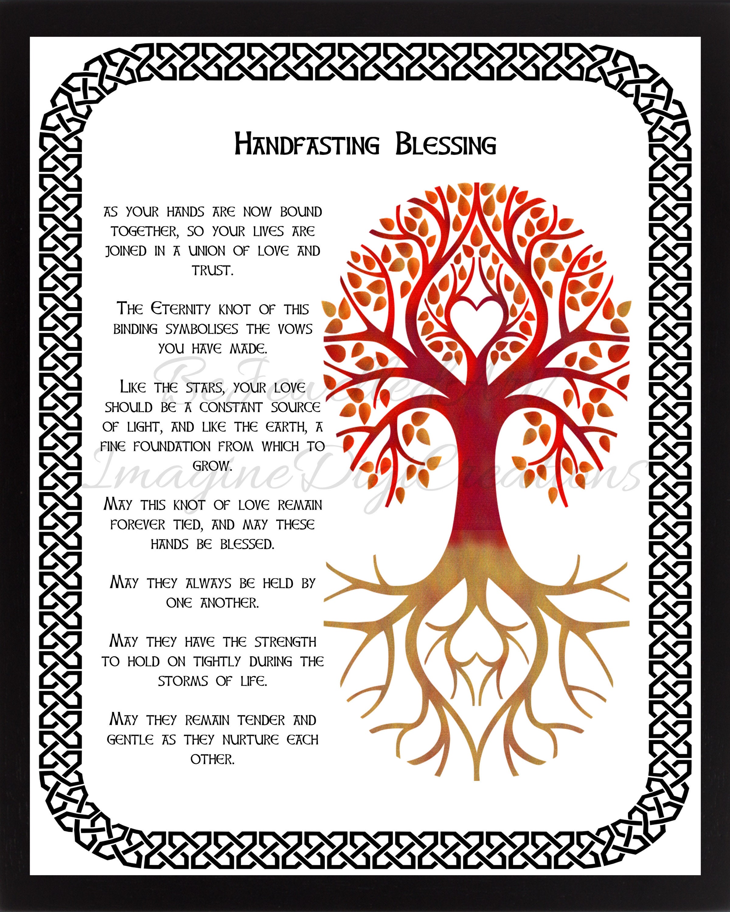 Tree of Life Handfasting Blessing handfasting wedding Gift engagement blessing Lovepoems certificate instant Download Printable Digital Etsy