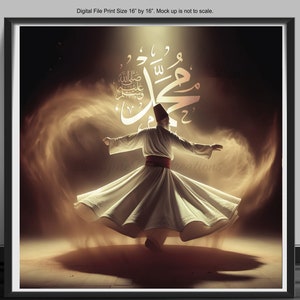 Rumi Quote Art, Sufi, Home Decor, Calligraphy Wall Art, Whirling Dervish, Mevlana Print, Semazen, Rumi Home Decor, Digital File, 16&quot; by 16&quot;