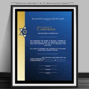 Personalized Jewish Conversion Certificate: Ready to Print (Digital File)
