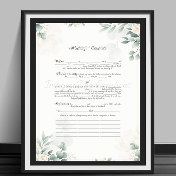 Quaker Marriage Certificate - Etsy
