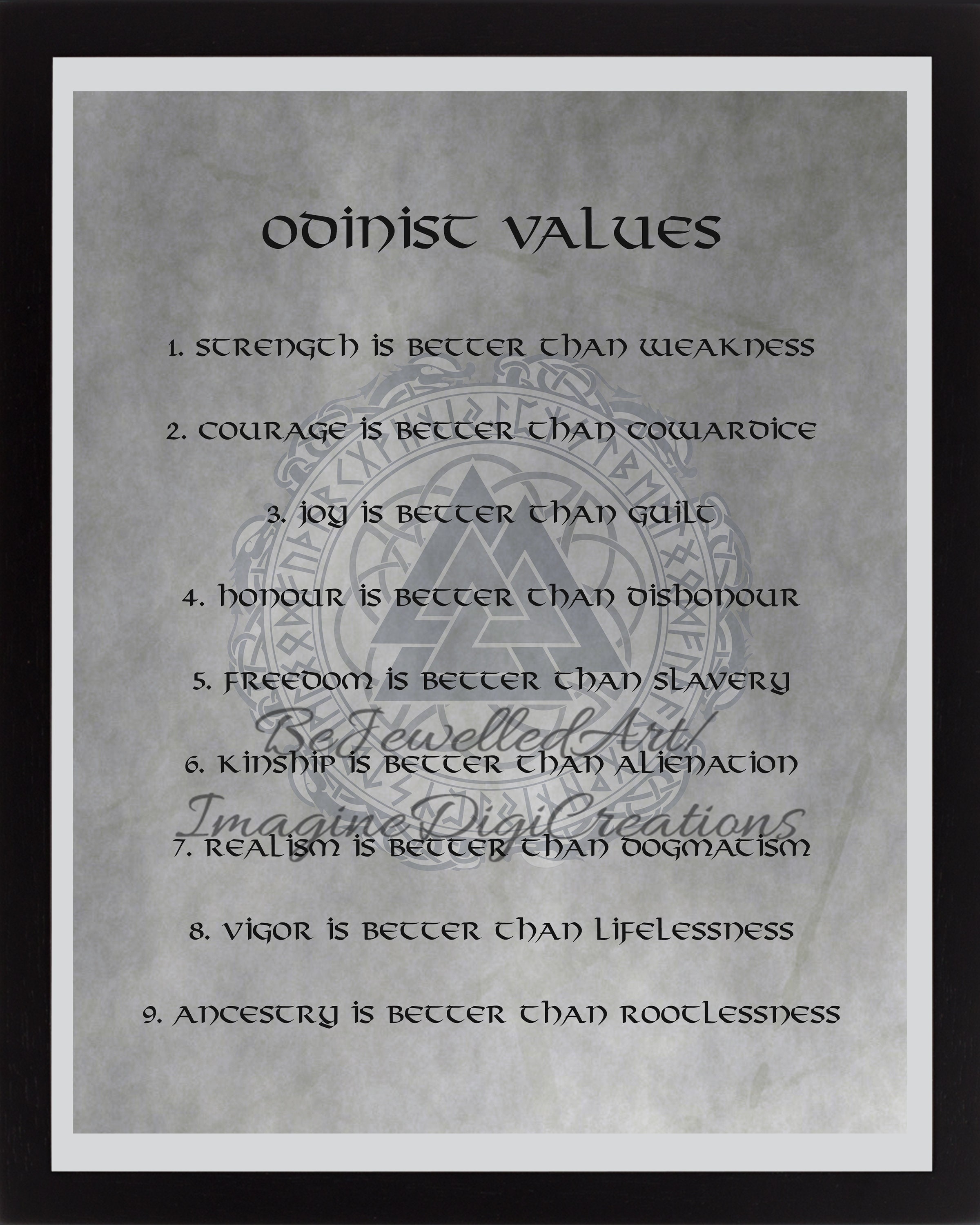 Nine Noble Virtues Print: Viking, Odin, Celtic Art (digital