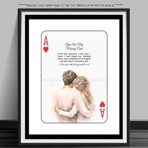 Eres mi pieza faltante, Eres mi carta faltante, Naipes personalizados, Regalo personalizado, Regalo romántico, Regalo de San Valentín, Descarga digital, 14" por 11"