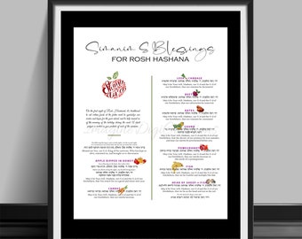 Rosh Hashanah Simanim Blessings Printable: Prayers for the Meal (8x10 Digital Download)