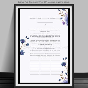 Quäker-Stil, Heiratsurkunde, Verlobung, Hochzeit, Braut, Blumenbogen, zarte Blumen, digitaler Download, druckbar, sofort Download
