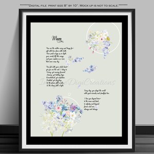 Mother&#39;s Day,Mother&#39;s Day Poem,Mother&#39;s Day Gift, Digital Wall Print,Keepsake, Gift For Mother&#39;s Day, Poem for Mom,Mum, Digital Files,8by10