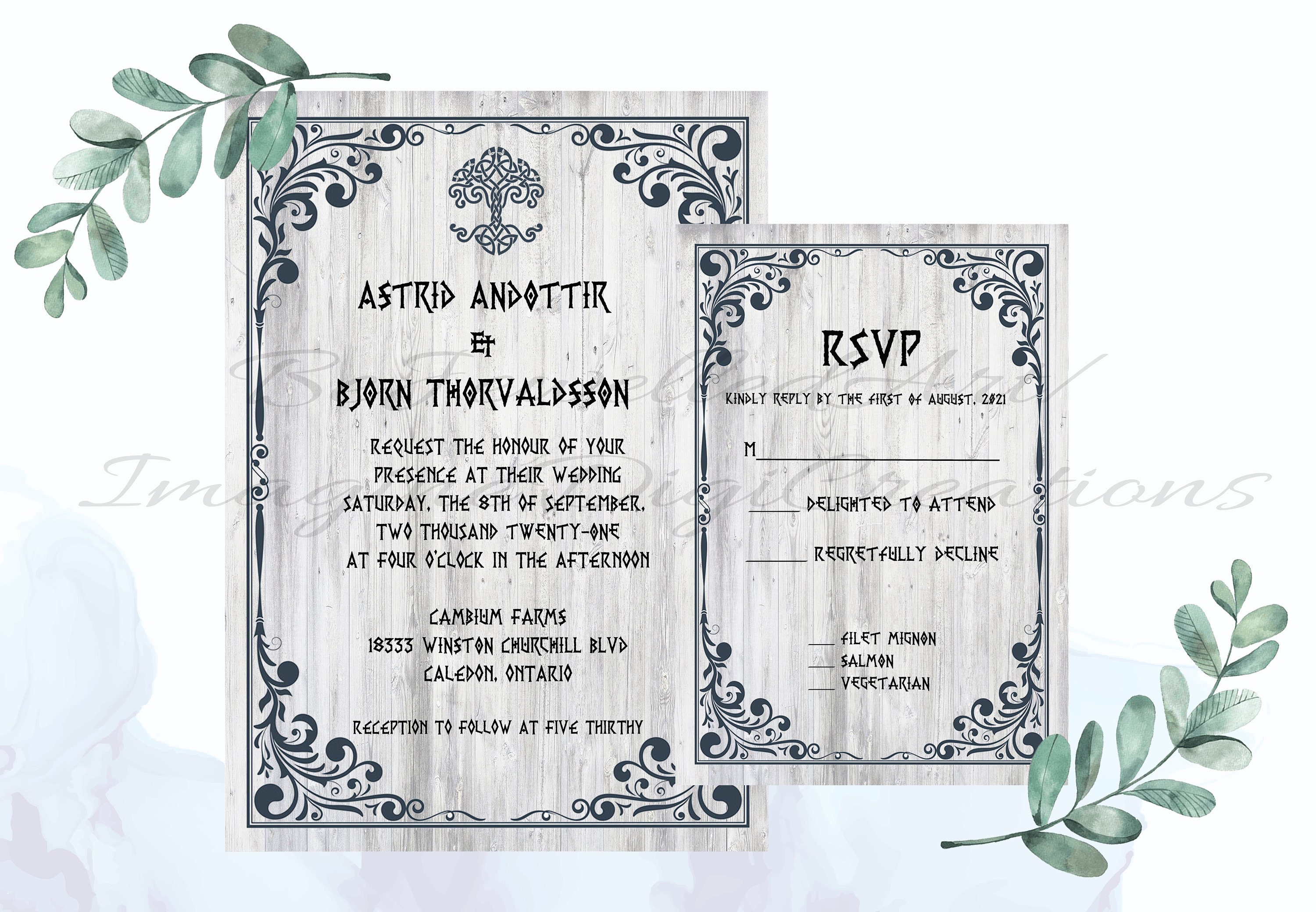 Wedding Invitation, Norse, Viking, Wedding, Handfasting, Romantic, RSVP ...