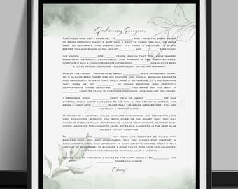 Wedding Speech Template, Best Man, Maid of Honor (Digital File)
