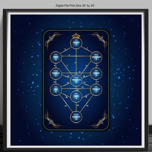 Kabbalah Elements, Tree of Life, Ten Sefirot, Mysticism, Kabbalah,Sacred Geometry,Jewish Kabbalist,Digital File,Ready to Print,Jpeg, 30by30&quot;