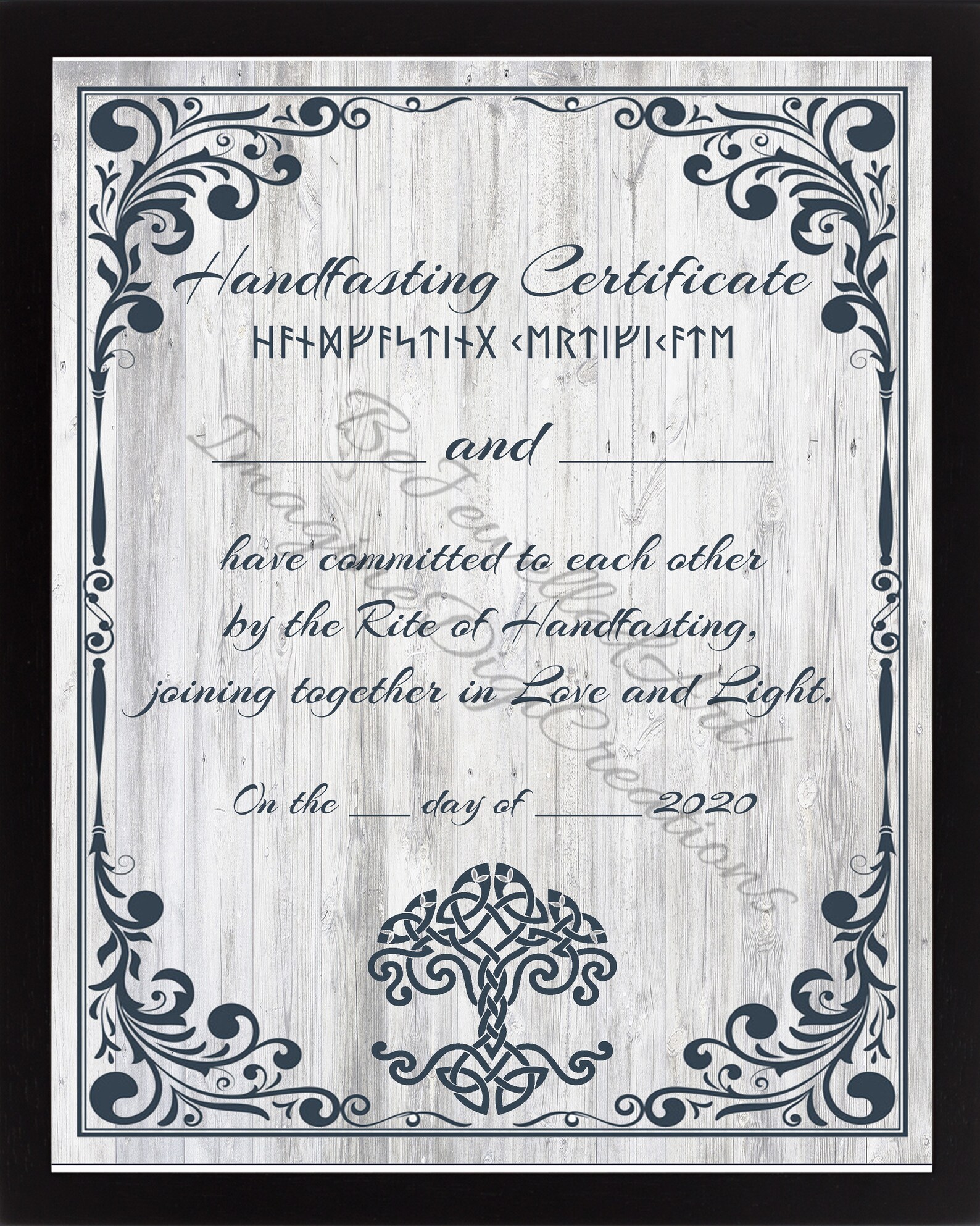 Handfasting Certificate Norse Wedding Certificate | Etsy