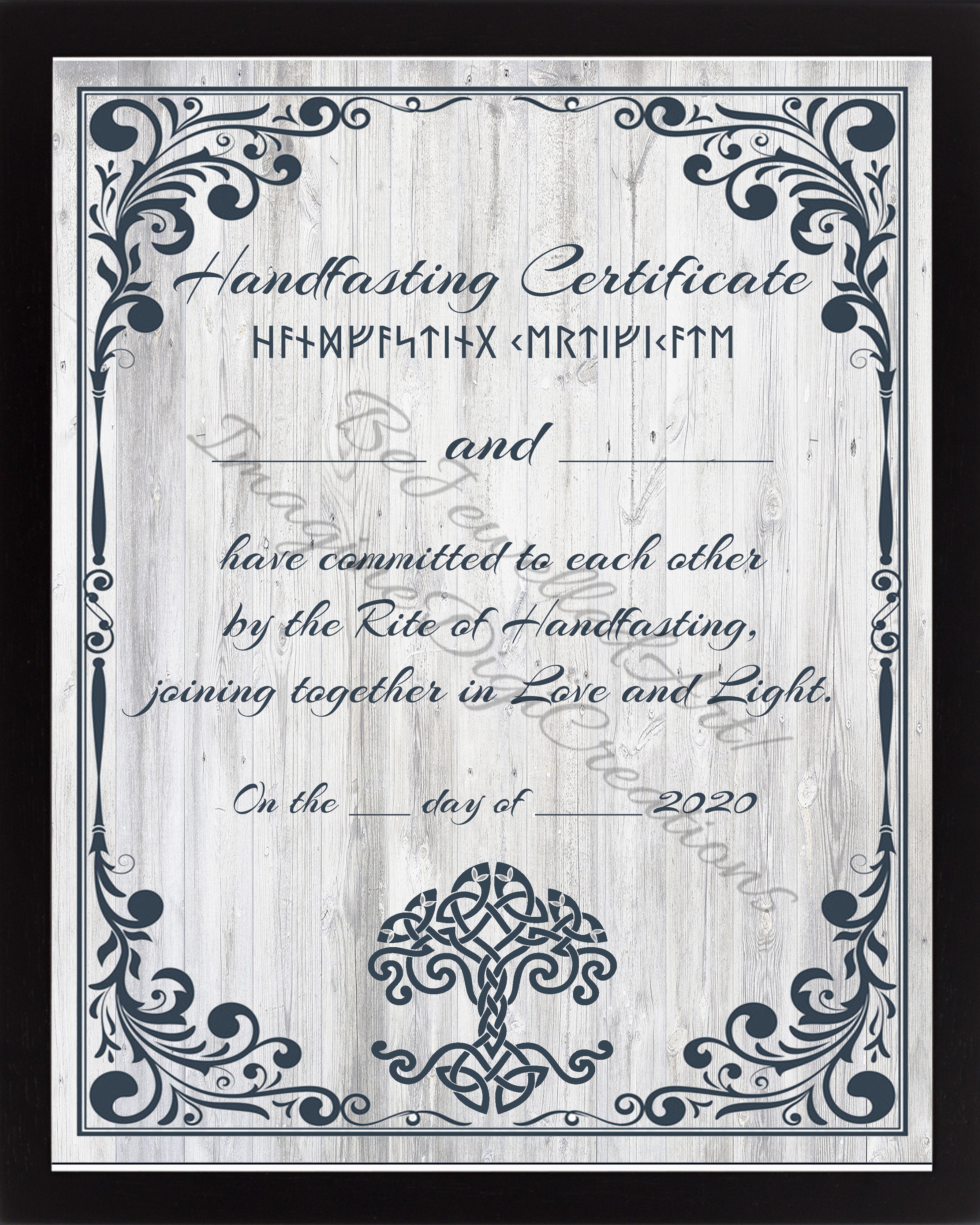 Handfasting Certificate Norse Wedding Certificate Etsy