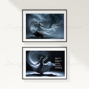 Rumi Quote Art, Sufi, Home Decor, Calligraphy Wall Art, Whirling Dervish, Mevlana Print, Semazen, Rumi Home Decor, Digital File, 12&quot; by 20&quot;