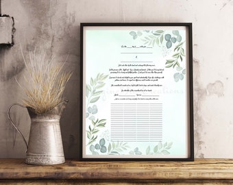 Quaker Wedding Certificate - Etsy
