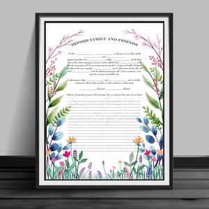 Quäker Stil Hochzeit Zertifikat,Frühlingsblumen,Quäker,selbstverwaltet,Quäker Tradition,Ehe,digitale Datei,sofort Download,printable