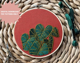 Philodendron House Plant Embroidery Pattern Digital PDF Download // Modern Embroidery Pattern // Botanical Embroidery Art