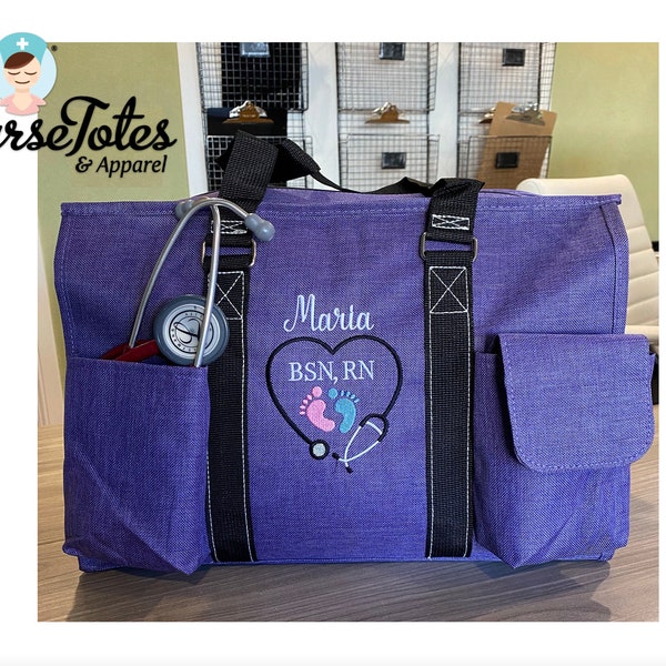 Medical Clinical Tote - Nurse Purse - Fun Designs for Healthcare Professionals - Embroidered Organizational Work Bag