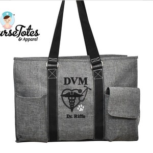 DVM Gift - Veterinarian Tote Bag- Medical Tote Bag - Fun and Functional Totes - Gifts For Him or Her - Personalized Gifts With Embroidery