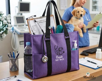 Embroidered Vet Tech, DVM Tote, Personalized Pet Lover Gift, Dog Walker Bag