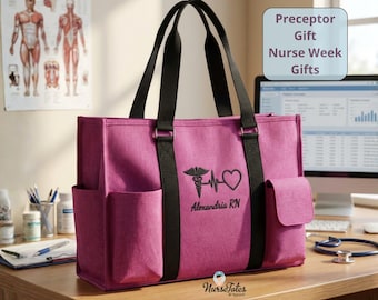 Personalized Clinical Organizer Tote, Embroidered Nurse Work Bag, Student Nurse Graduation Gift