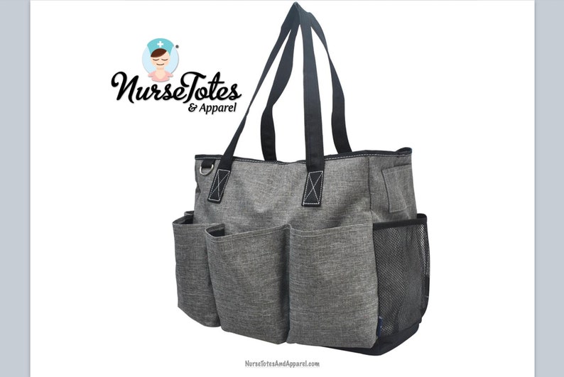 Large Caddy Tote Large Nurse Work Tote Grey Crosshatch Caddy Clinical Tote Gift For her