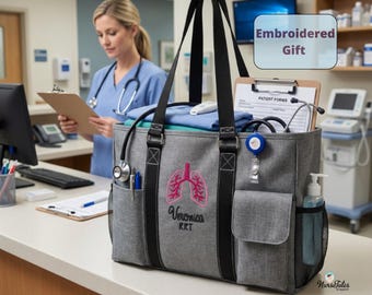 Custom Respiratory Therapist Tote, Personalized Embroidered RRT RCP Work Bag, RT Birthday, Coworker Gift