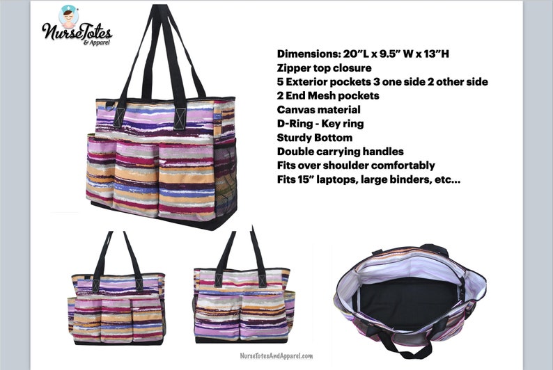 Large Caddy Tote Large Nurse Work Tote Grey Crosshatch Caddy Clinical Tote Gift For her