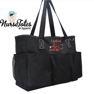 Black Caddy - Large Caddy Tote - Clinical Tote - Large Nurse Work Tote - Gift For her