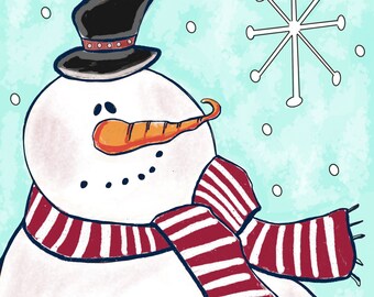 DIY Snowman Stretched Canvas Paint Kit - Paint it yourself | Instructions, brushes, paint, and pre-drawn canvas included
