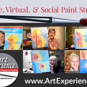 Team Builders, Virtual Paint Classes for #TeamBonding. Complete paint kits shipped direct to you. Happy Hour, Office Party