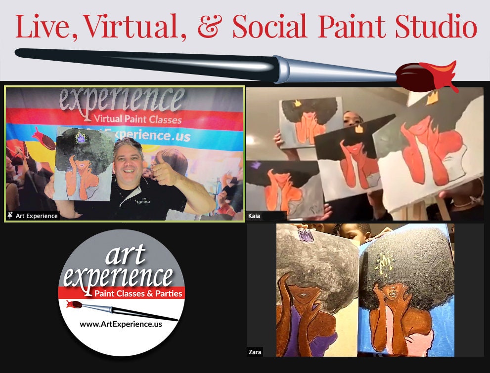 Host a Paint Party Kit Adults, LIVE INSTRUCTION, Virtual, Online, All
