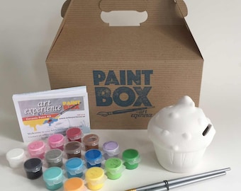DIY Ceramic Cupcake Bank Paint Kit, Save money, Paint Box Kit, Paint it Yourself, Pottery, Craft Kit