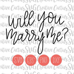 Will You Marry Me SVG | Bruiloft | Getrouwd | Betrokken | Opdracht | Bruidsdouche | Bachelorette | Met de hand geletterd | DXF | Snijden Bestand