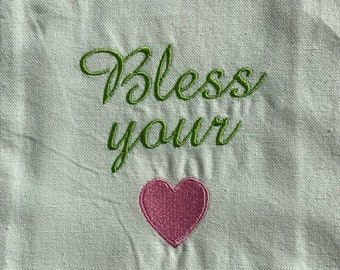 Embroidered Bless Your Heart Kitchen Towel