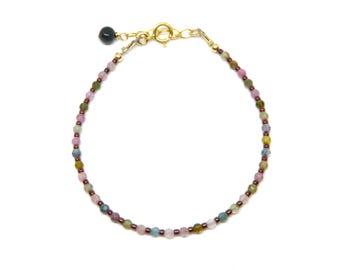 Bracelet with clasp made of 3/4 mm semi-precious natural stones