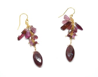 Pink tourmaline sparkle earrings - gold-filled (14K) setting