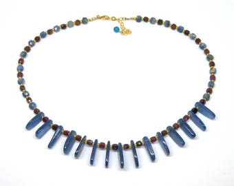Kyanite and Ruby semi-precious stone necklace