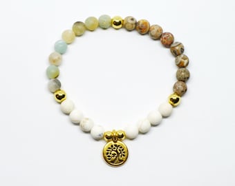 Elastic bracelet made of 6mm natural stones