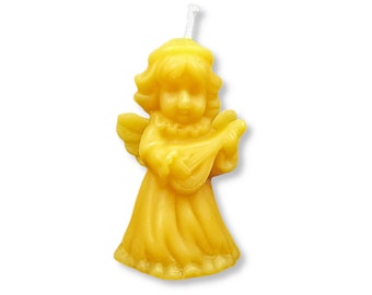 Beeswax candle | Angel with lute | 7.1 x Ø 4.0 cm | 32g | Handmade | 100% beeswax | from the beekeeper from the Bavarian Forest | Candle