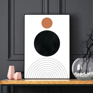 Abstract Sphere Print, Gallery Wall Decor, Earth Tone Art, Terra Cotta Color, Boho Printable, Instant Download