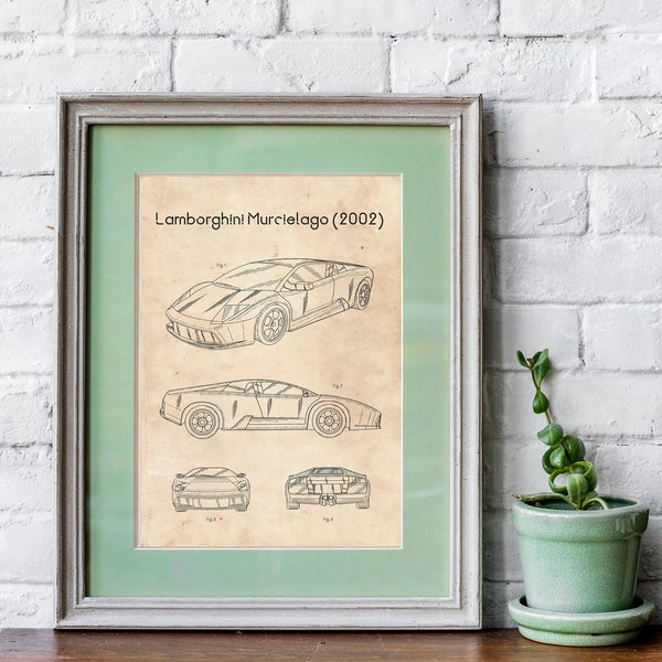 Lamborghini Murcielago Car Patent Poster