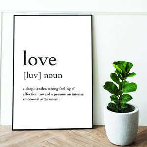 Love Definition Print, Wall Art Printable Poster, Love Dictionary Valentine&#39;s Day Gift, Instant Digital Download