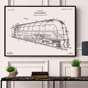 May include: Black and white line drawing of a locomotive patent. The patent number is 2,183,913 and the patent date is December 19, 1939. The patent is for a locomotive designed by Otto Jabelmann and was filed on November 8, 1937.
