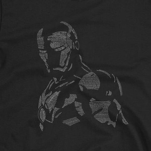 Iron Man cita camiseta unisex, marvel iron man diseño, iron man letters sketch