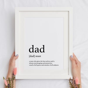Father Dictionary Print, Dad Definition Wall Art Printable, Father&#39;s Day Gift Poster, Instant Digital Download