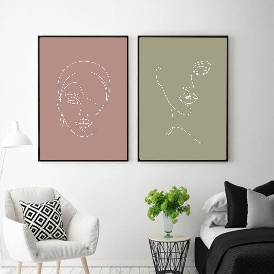Line Art Woman Print Set of 2, Hand Drawn Minimalist Poster, Abstract ...