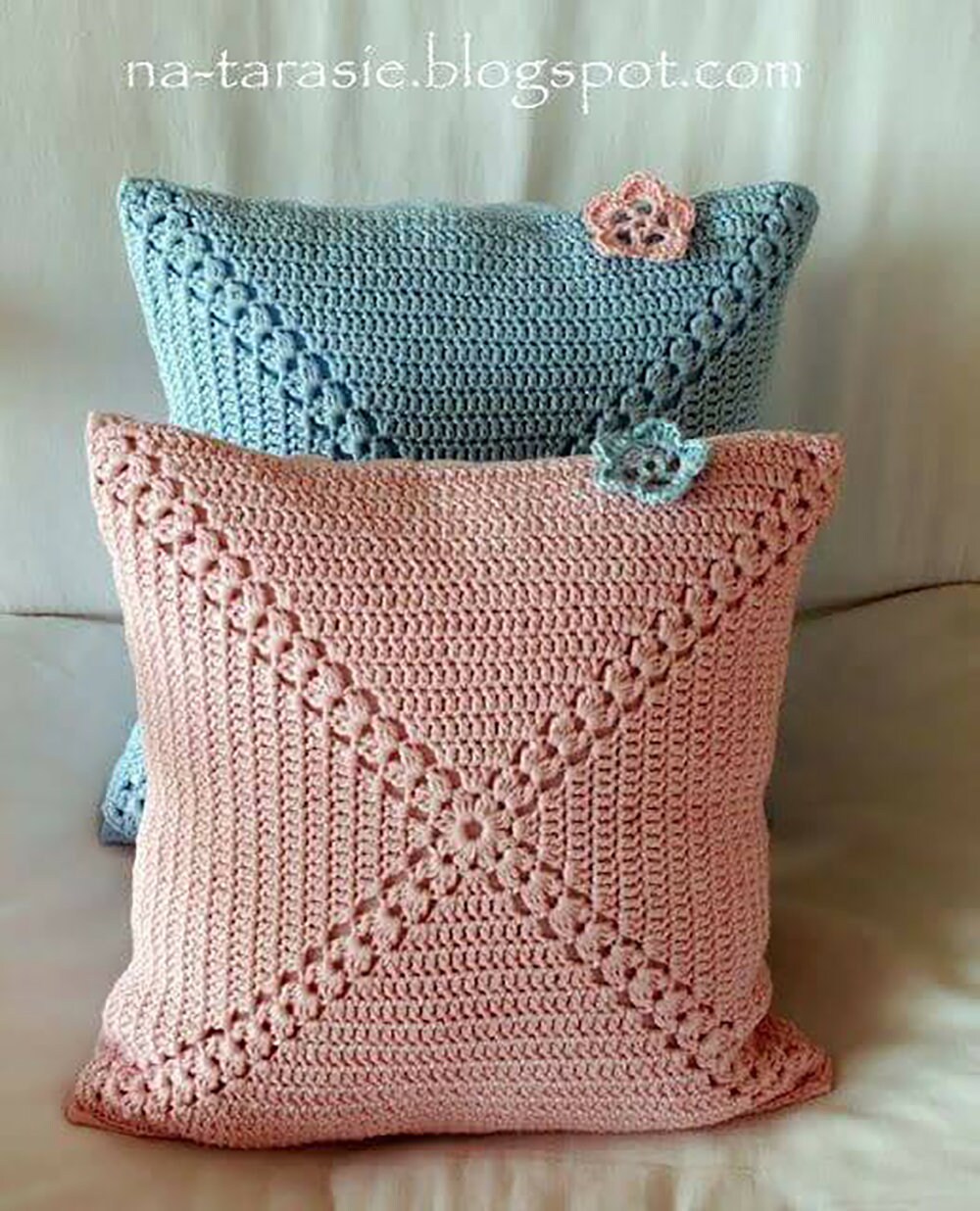 Set of 2 crochet cushion covers handmade cotton and natural Etsy
