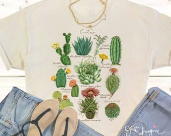 Summer Cactus ~ Looking sharp! botanical shirt,plant shirt,botanical t shirt,women's fashion tee,floral shirt,botanical tshirt,,gift for her