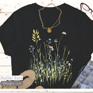 Field of Wildflowers,botanical shirt,wildflower shirt,plant shirt,flower shirt,gardening shirt, botanical t shirt,botanical tshirt,trendy